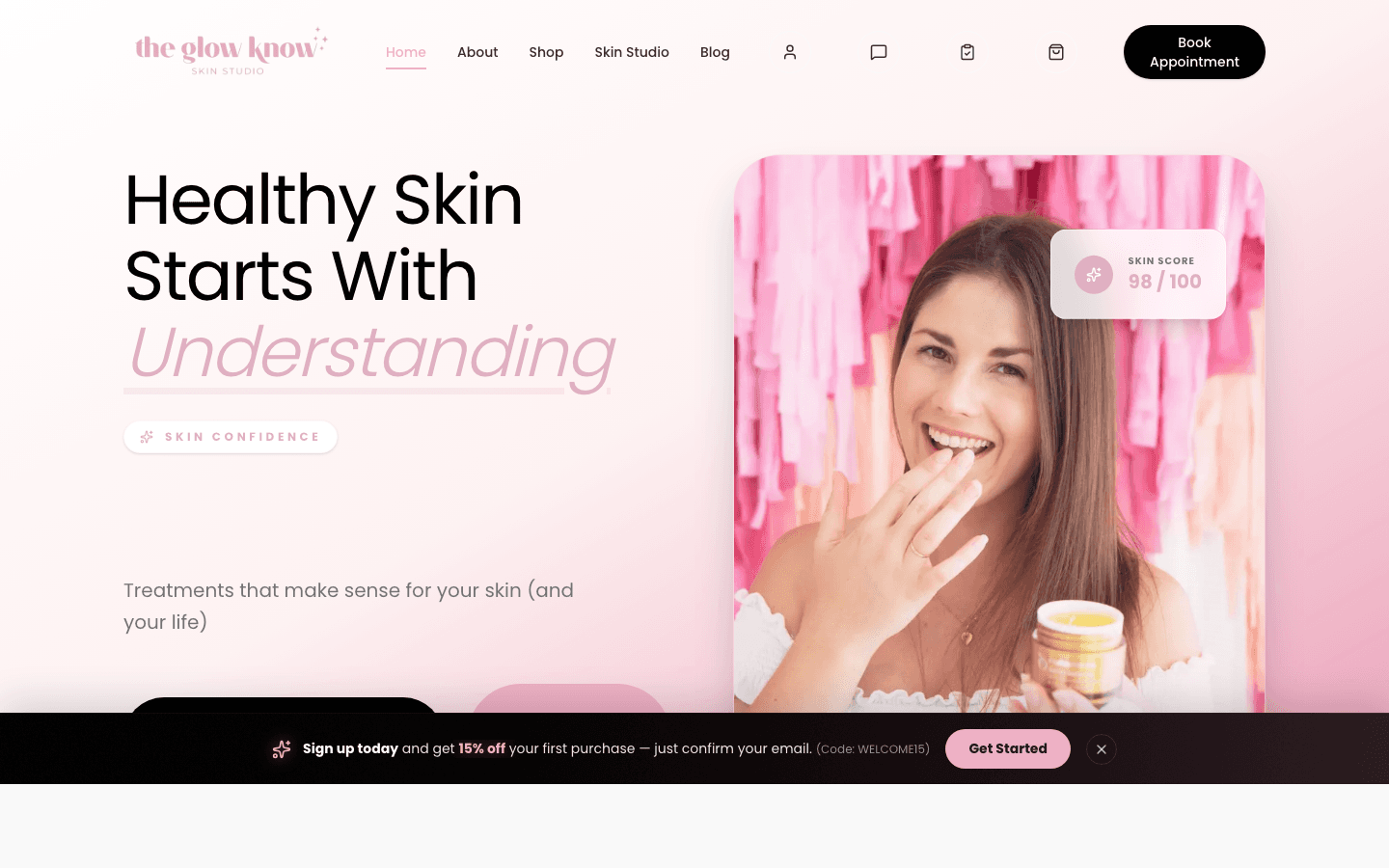 The Glow Know - Homepage Screenshot