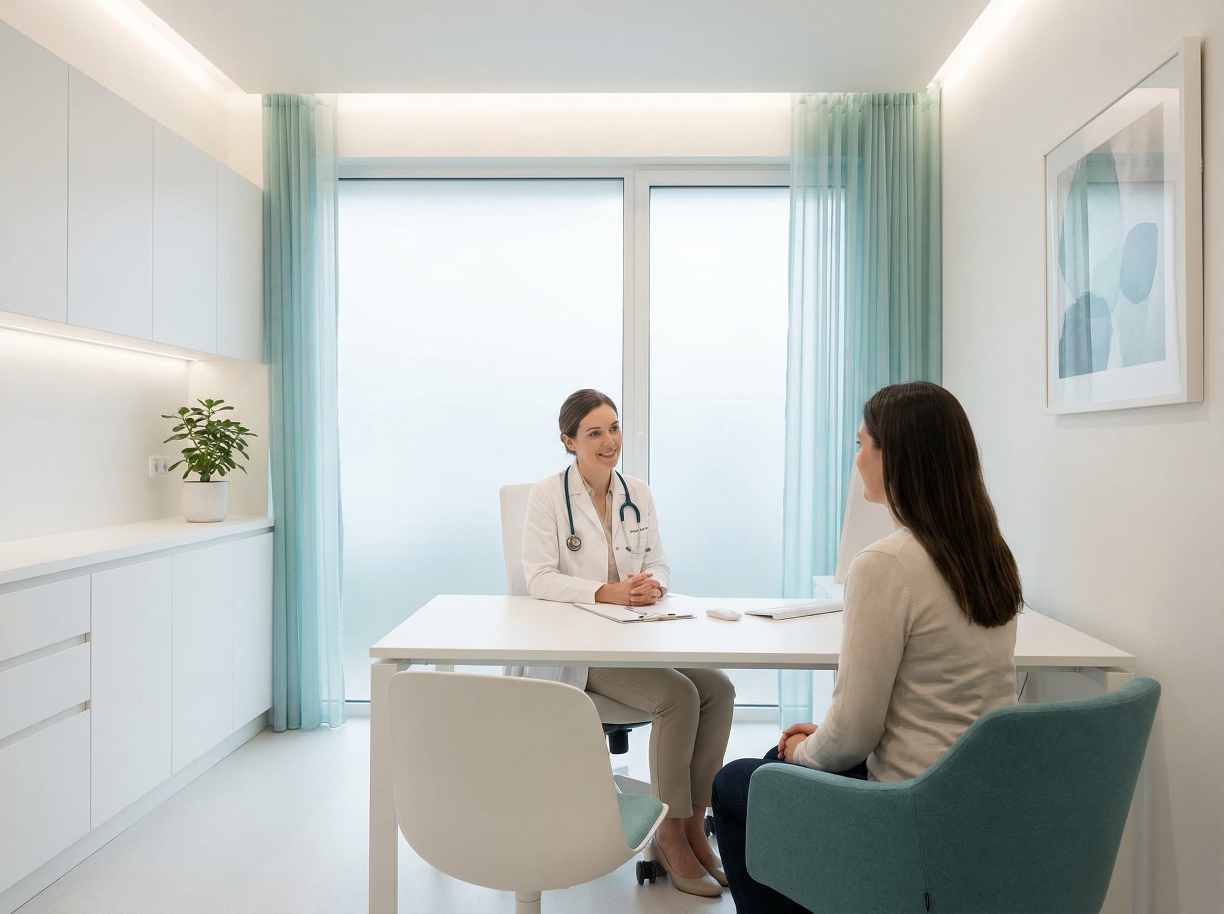 Clinician in consultation