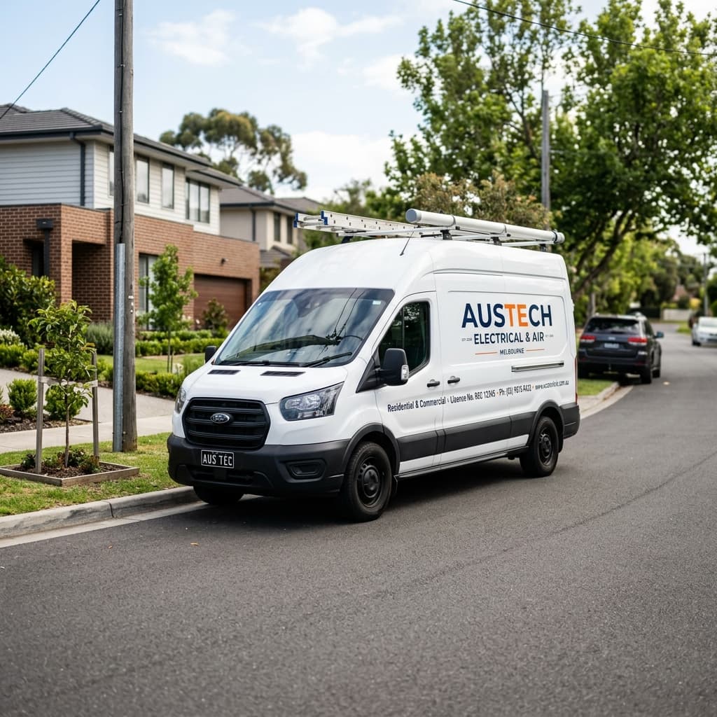 Trade service van parked on a street